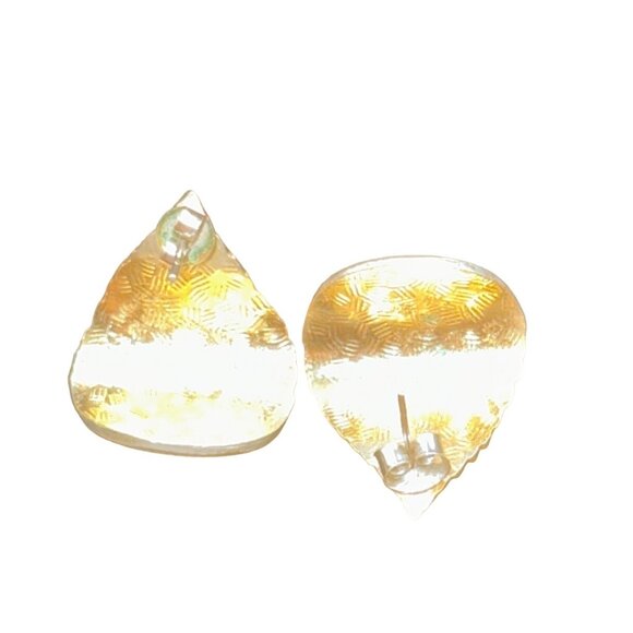 Vintage Pierced Cloisonné Teardrop Earrings With Enamel Floral Design - Picture 3 of 4